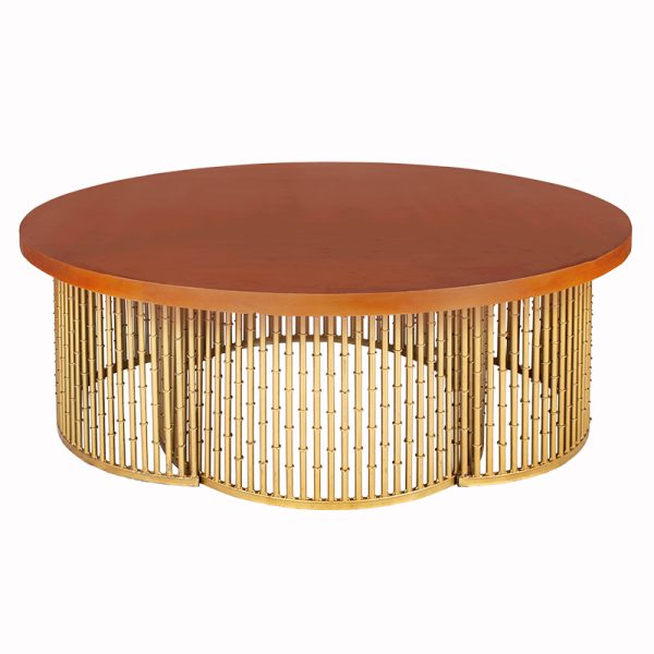 Mesa Curva Bamboo Tampo Redondo Imbuia