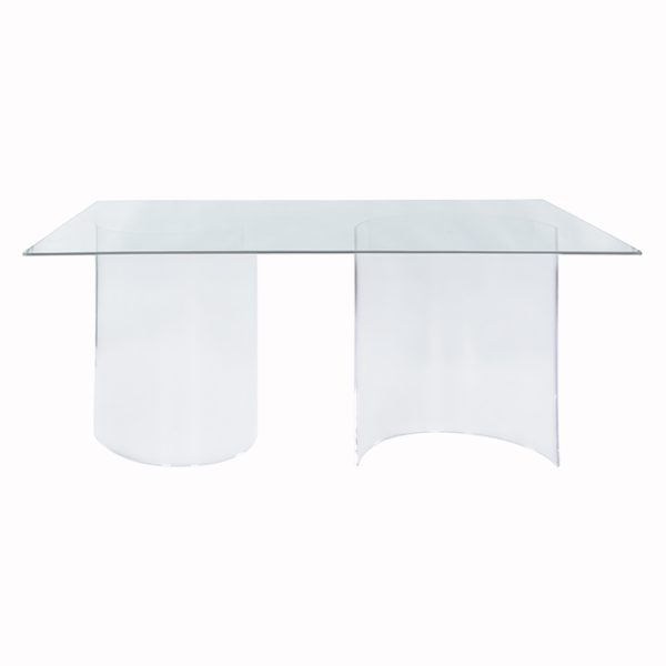 Mesa Curva Tampo Vidro Retangular